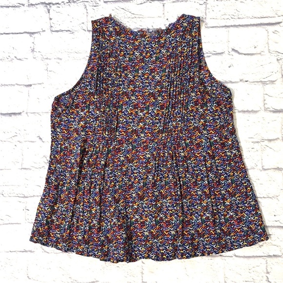 Maeve Anthropologie Lila Tank Pintuck Confetti Button Front Top Blouse Size S - Picture 9 of 15
